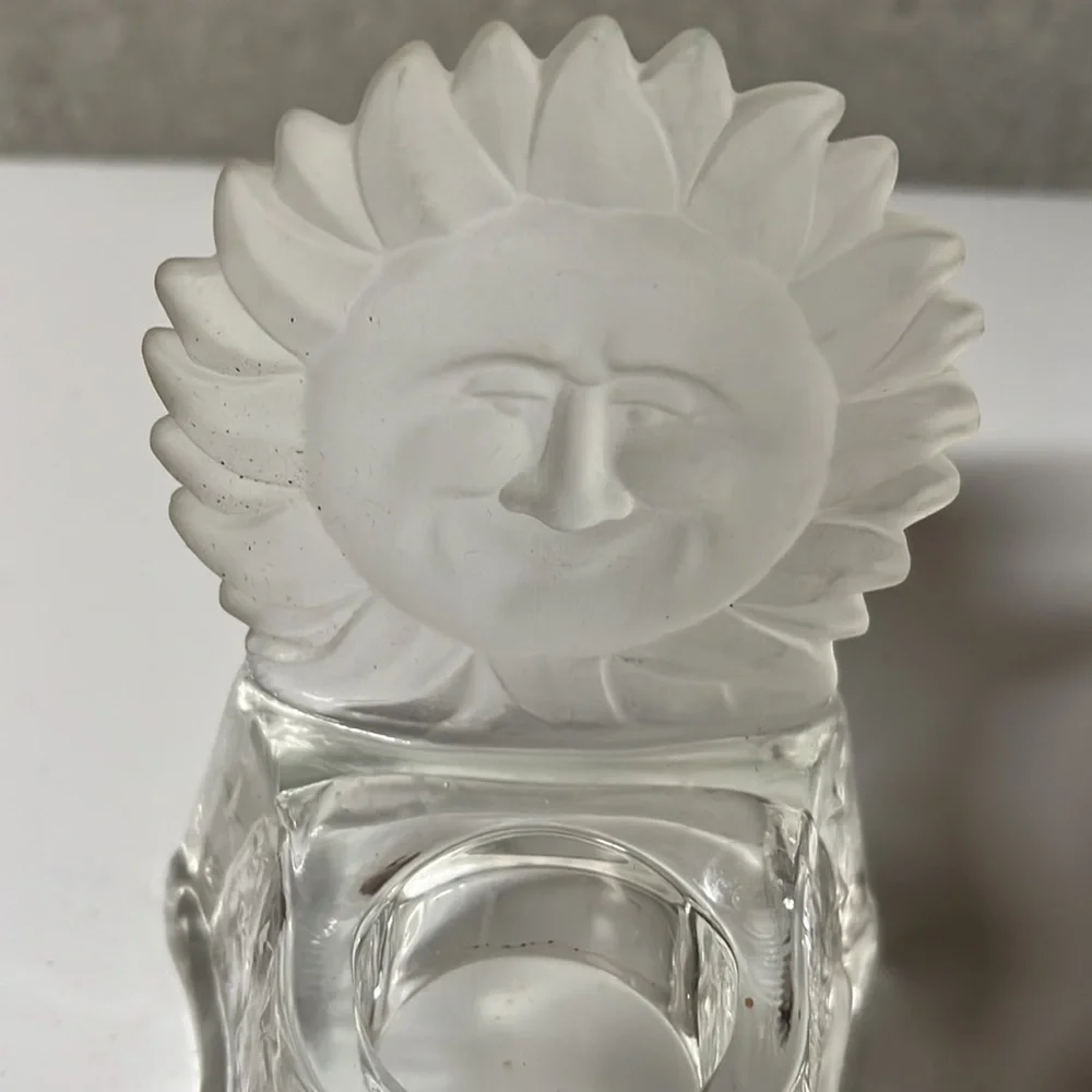 Vintage Frosted Sun Celestial Votive/Tea light Candle Holder Partylite - Picture 2 of 4
